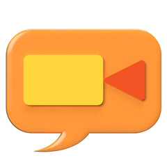 Video Chat Speech Bubble in Orange 3D Illustration