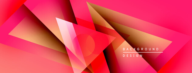 Fototapeta premium Abstract geometric shapes, vibrant pinks, oranges create dynamic background. Modern design elements suggest energy, innovation.