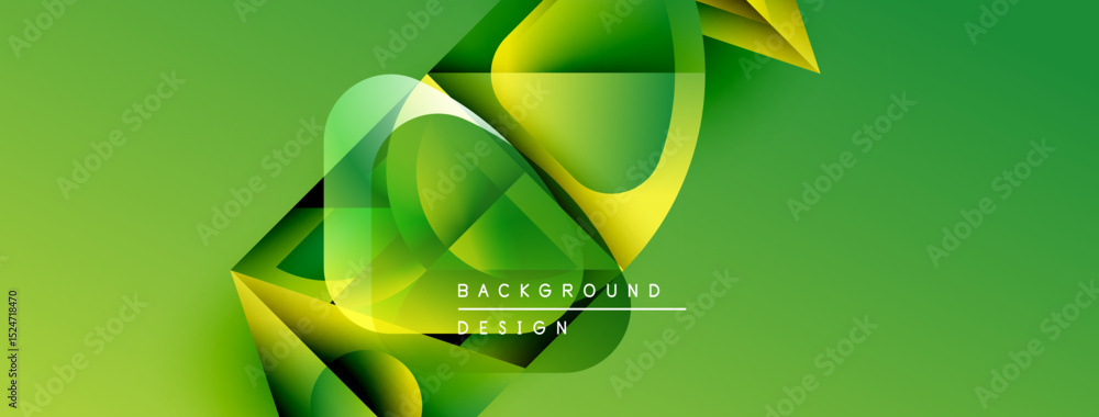 Fototapete Abstract green design features flowing shapes, gradients. Modern background with text element, dynamic composition.