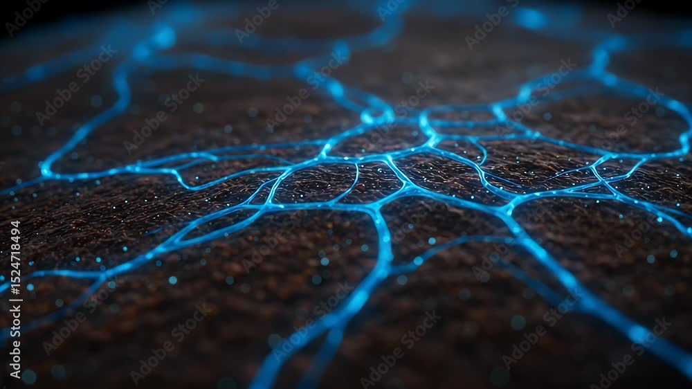 Poster abstract network of glowing lines on a dark surface