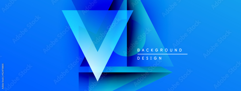 Aufkleber Abstract blue design features layered geometric shapes. Gradient effect creates depth, modern aesthetic. Text reads background design.