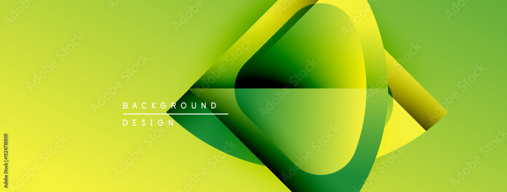 Aufkleber Abstract yellow green design. Dynamic shapes overlap creating modern visual effect. Background features gradient hues, smooth transitions.