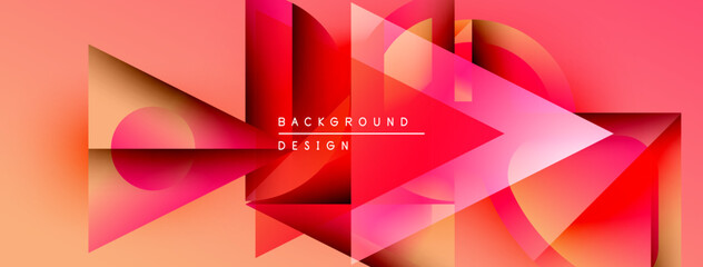 Abstract geometric shapes, vibrant colors, dynamic composition. Modern design elements create visually appealing background.