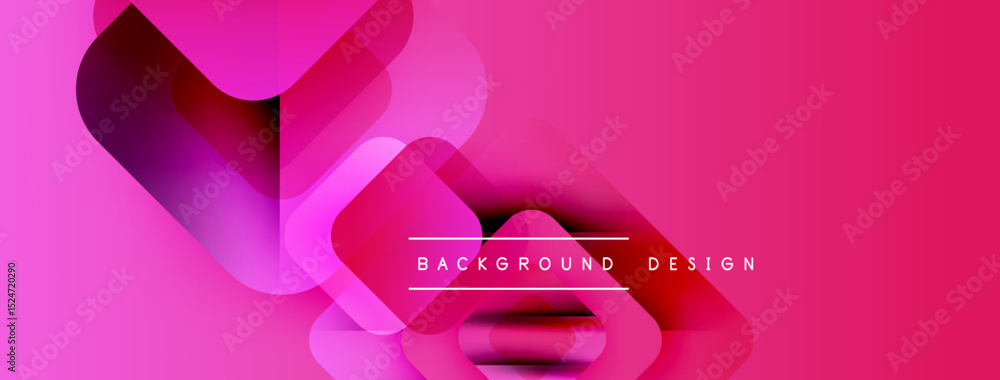 Poster Abstract pink background. Overlapping rounded squares create dynamic visual effect. Modern design elements present sleek aesthetic.