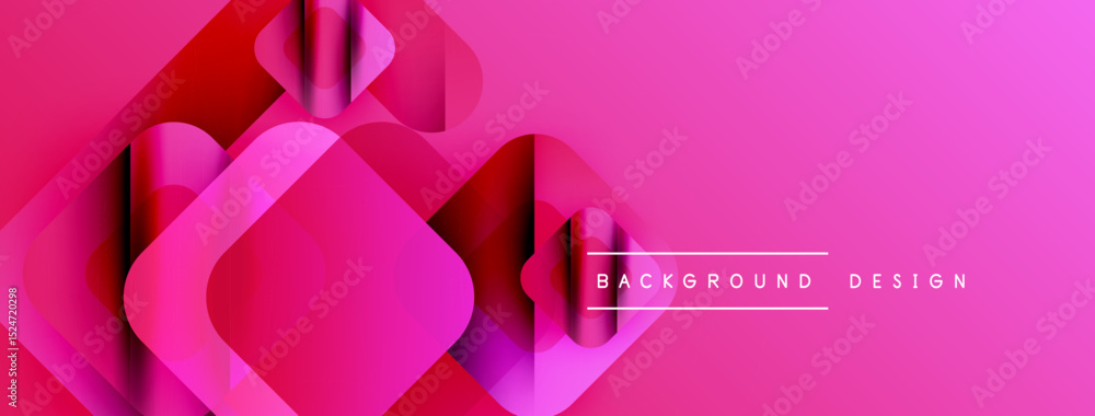 Aufkleber Abstract pink design features layered squares, gradients. Modern aesthetic, vibrant colors, simple composition. Background element for projects.