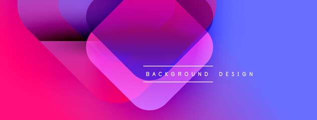 Fototapeta premium Abstract vibrant shapes overlap. Pink, purple, blue gradients create modern background. Text reads background design. Minimalist composition.