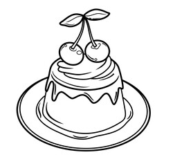 a plate of custard pudding with cherry topping