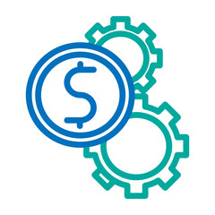 Financial Services Vector Line Blue Bluish Green Icon Design