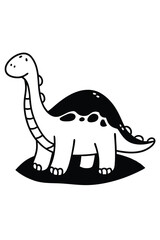 Line Art Illustration of Dinosaur– Coloring Book Page and Drawing Book for Kids Prehistoric Animal Activity