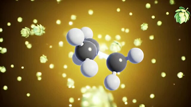 Ethane Molecule 3D Animation Golden Background