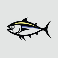 Obraz premium Cartoon fish vector illustration of marine wildlife on a white background