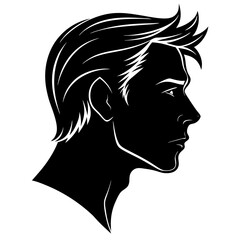 Silhouette of a man with stylish hair and defined facial features side view