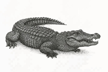 Isolated dangerous reptilian predators, including alligators and crocodiles, with open mouths in wild aquatic nature or zoo habitats