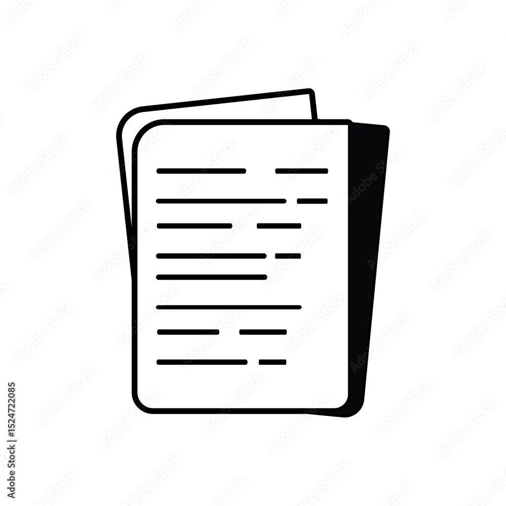 Poster a two-dimensional flat style icon showing two sheets of paper with horizontal lines resembling text.