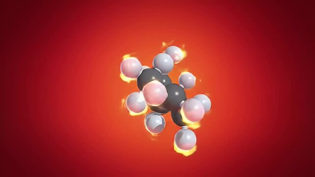 Molecular Combustion 3D Animation Red Background