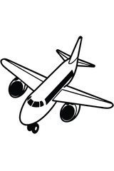 Line Art Illustration of Jet and Airplane – Coloring Book Page and Drawing Book for Kids Aviation and Aircraft Activity