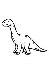 Line Art Illustration of Dinosaur– Coloring Book Page and Drawing Book for Kids Prehistoric Animal Activity