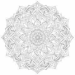 Fototapeta premium Artwork Elegant Stylized Monochrome Art Decorative Mandala Art Illustration with Intricate Patterns and Spiritual Design for Meditation and Decoration