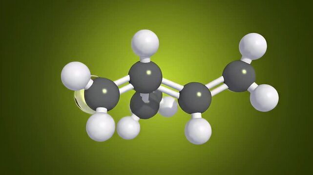 Rotating 3D Molecular Model On Green Background
