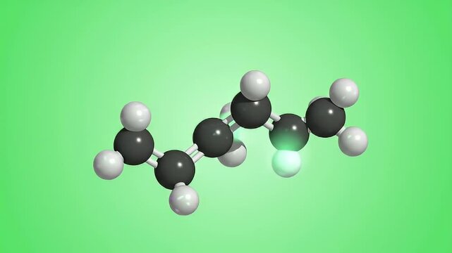 Rotating 3D Molecular Structure Animation On Green Background