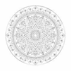 Monochrome Circular Balance Spiritual Peace Mandala Mandala Art Illustration with Intricate Patterns and Spiritual Design for Meditation and Decoration