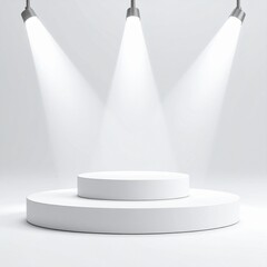 Fototapeta premium White product display podium with spotlight for product presentation
