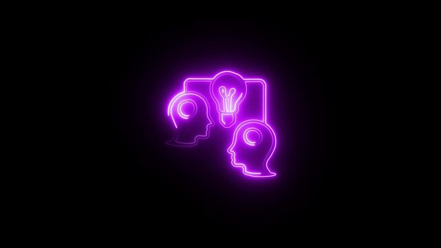 a glowing neon idea exchange icon animation video on black background idea, icon, business, exchange, concept