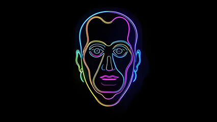 Neon Face Abstract Art