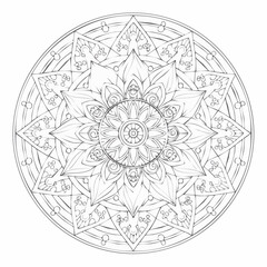 Stylized Traditional Elegant Mystical Symmetry Calming Mandala Art Illustration with Intricate Patterns and Spiritual Design for Meditation and Decoration