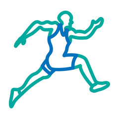 Running Vector Line Blue Bluish Green Icon Design