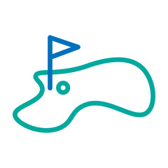Golf Hole Vector Line Blue Bluish Green Icon Design