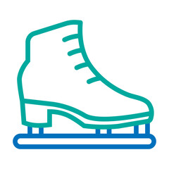 Ice Skating Vector Line Blue Bluish Green Icon Design
