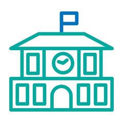 School Vector Line Blue Bluish Green Icon Design