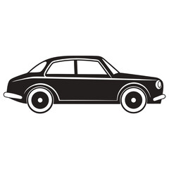 Obraz premium Simple Black Silhouette of a Car Minimalist Design on White Background