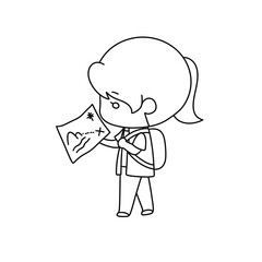 A girl is holding a map and looking at it