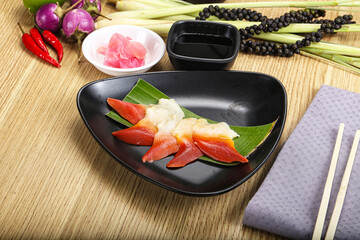 The stimpson surf clam or hokkigai sashimi