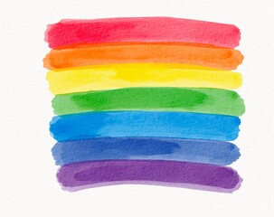 Vibrant rainbow flag painted with bold watercolor strokes, celebrating diversity and artistic expression.