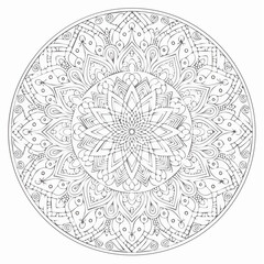 Spiritual Detailed Symmetric Spirit Harmony Relaxation Mandala Art Illustration with Intricate Patterns and Spiritual Design for Meditation and Decoration