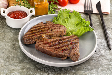 Delicus grilled beef steak with sauce
