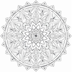 Healing Balance Monochrome Cultural Lotus Tapestry Mandala Art Illustration with Intricate Patterns and Spiritual Design for Meditation and Decoration