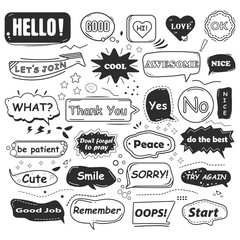 cute speech bubble doodle vector with different shapes
