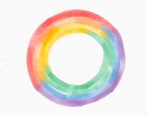 Obraz premium Circular rainbow painted in watercolor to symbolize unity, infinite love, and pride without boundaries.
