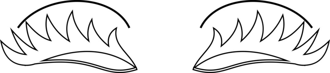 Closed eyes beautiful face, eyebrows and eyelashes, lashes extensions. Element design. Beauty studio logo. Linear vector in trendy minimalist style. makeup mascara symbols on transparent background.