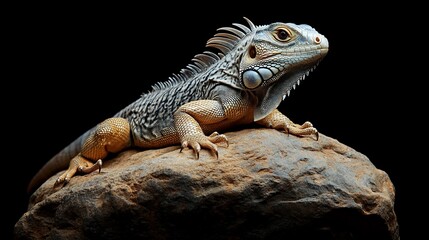 Colorful iguana perched on a rock