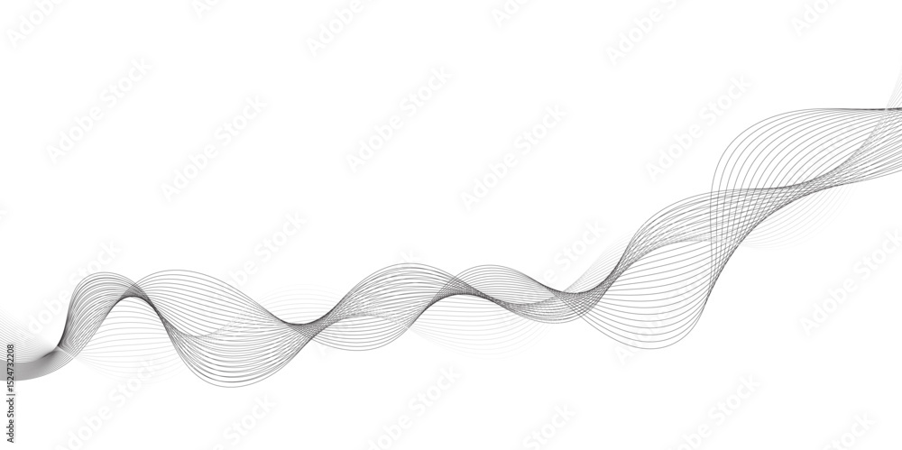 Aufkleber Abstract grey, white smooth element swoosh speed wave modern stream background. Wave with lines created using blend tool. Abstract frequency sound wave lines and twisted curve lines background.	