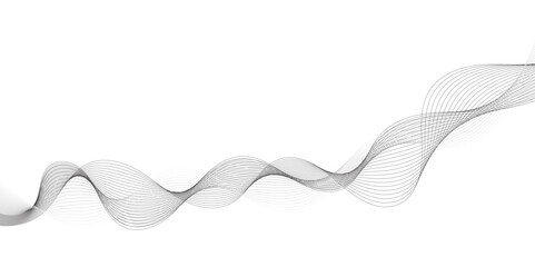 Abstract grey, white smooth element swoosh speed wave modern stream background. Wave with lines created using blend tool. Abstract frequency sound wave lines and twisted curve lines background.	
