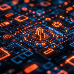 With Glowing Security Locks Ai-Driven Analytics Digital Donzb