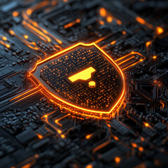 Firewall With Glowing Visualization Cybersecurity