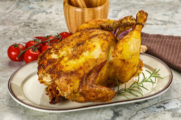 Homemade Grilled whole chicken with spices