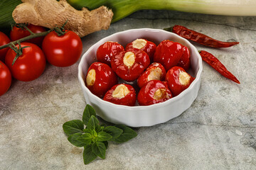 Sweet piquant cherry pepper stuffed cheese